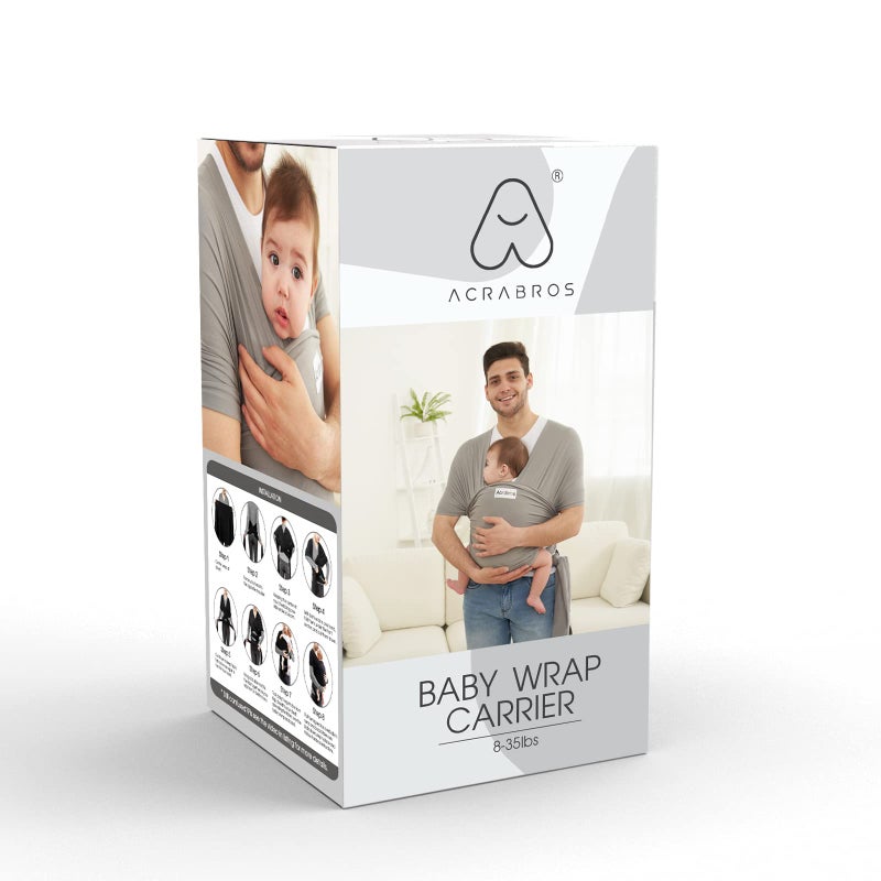 Acrabros Baby Wrap Carrier,Hands Free Baby Carrier Sling,Lightweight,Breathable,Softness,Perfect for Newborn Infants and Babies Shower Gift,Heather Grey - Image 4